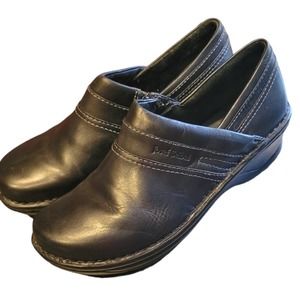 Josef Seibel Black Leather Clogs Size 8.5 (40)